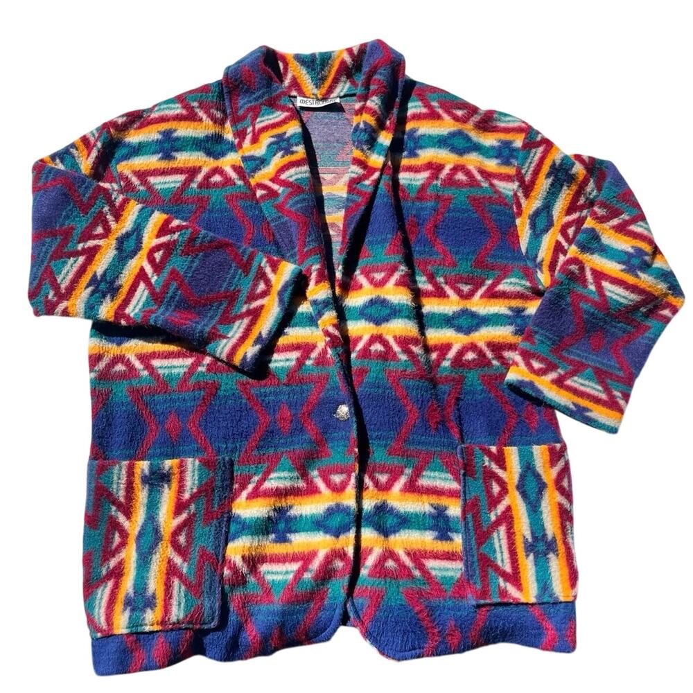 Vintage 80s Westbourne Fleece Aztec Southwest Geometric Oversized Slouchy Cozy